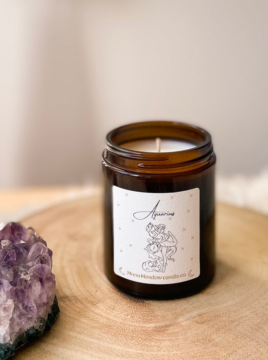 Aquarius Zodiac candle