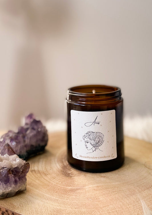 Aries zodiac candle